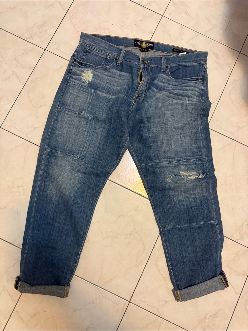 Lucky Brand boyfriend Blue Distressed Jeans